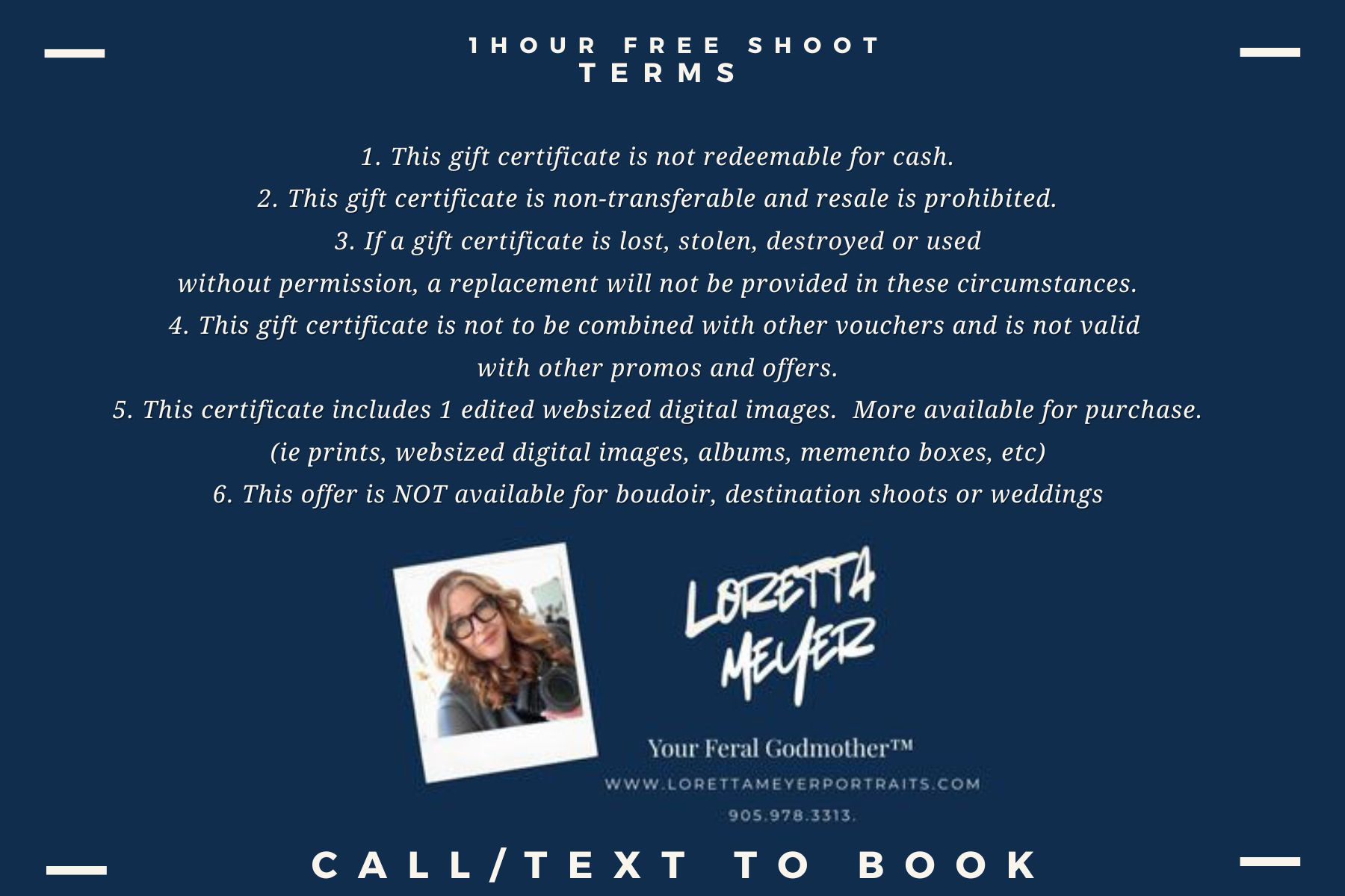 60-minute photo session with one edited web sized photo- LORETTA MEYER PORTRAITS - Image 2