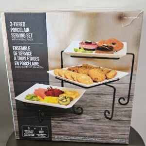 3 TIERED PORCELAIN SERVING SET