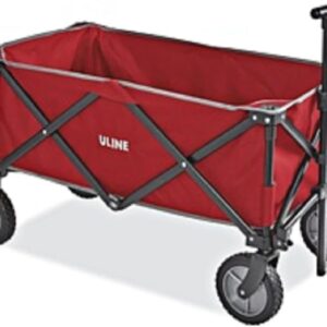 Uline Foldable Utility Wagon Red with Wheels and Handle Storage Bag