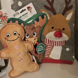 Reindeer dog sweater and toys